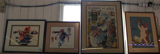 4 framed cartoon pictures